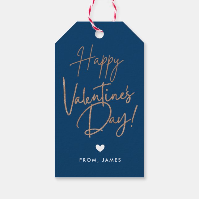 Valentine's Day | Gold-Glitzer Geschenkanhänger (Rückseite)