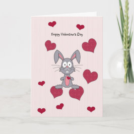 Valentine's Day Gray Bunny Rabbit Card Feiertagskarte
