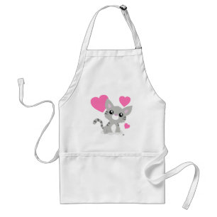 Valentine's Day Gray Kitty White Schürze