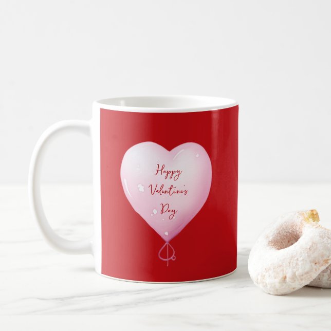 Valentine's Day Happy Herz benutzerdefinierte rosa Kaffeetasse (Mit Donut)