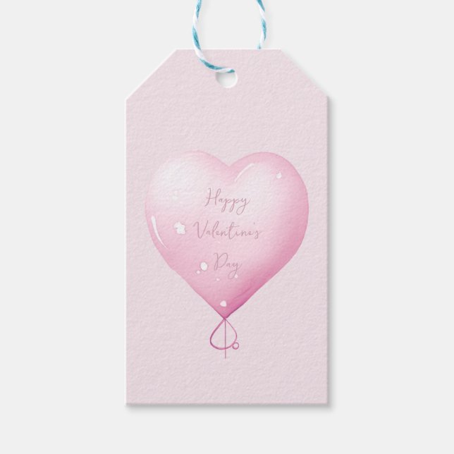 Valentine's Day Happy Herz rosa Drehbuch Geschenkanhänger (Vorderseite)