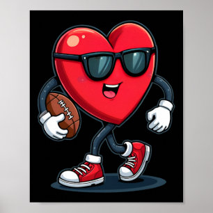 Valentine's Day Heart Football Boys Girls Kinder S Poster