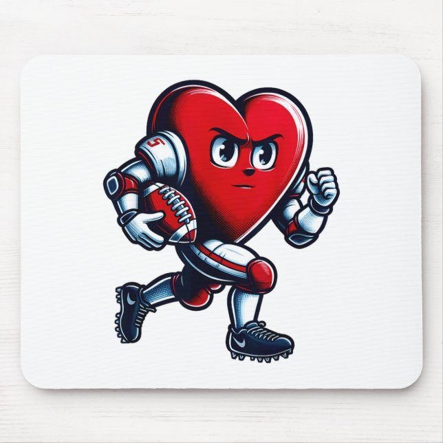 Valentines Day Heart Football Player Team Srts  Mousepad (Vorne)