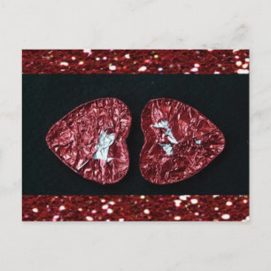 Valentine's Day Heart Glitzer Postkarte