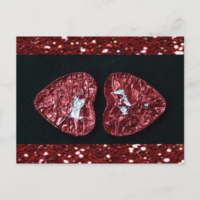 Valentine's Day Heart Glitzer Postkarte (Vorderseite)
