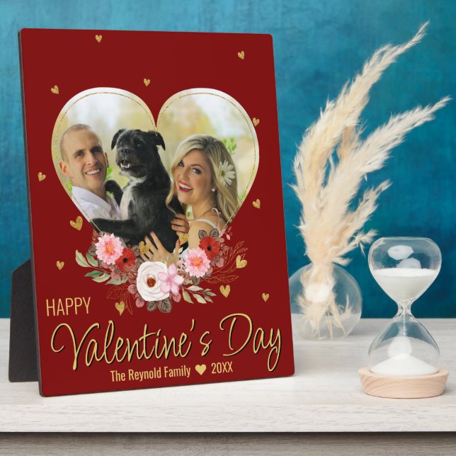 Valentine's Day Heart Gold Foto Glitzer Heart Red Fotoplatte (Seite)