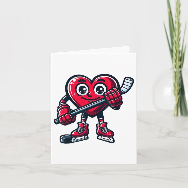 Valentine's Day Heart Ice Hockey Player Sport Karte (Vorderseite)