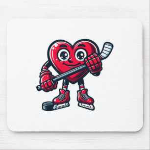 Valentine's Day Heart Ice Hockey Player Sport Mousepad