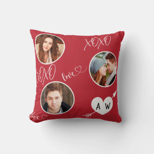 Valentine's Day Heart & Initials Custom Foto Kissen