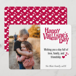 Valentine's Day Heart Pattern Foto Urlaubskarte Feiertagskarte