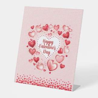 Valentine's Day Hearts and Gingham Check Sockelschild