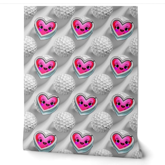Valentine's Day Hearts and Golf Balls Wallpaper Tapete (Abrollen)