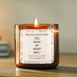 Valentine's Day Hearts Custom Candle Labels  Quadratischer Aufkleber
