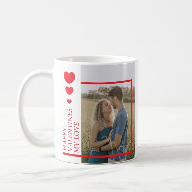 Valentines Day Hearts Custom Photo Kaffeetasse (Links)