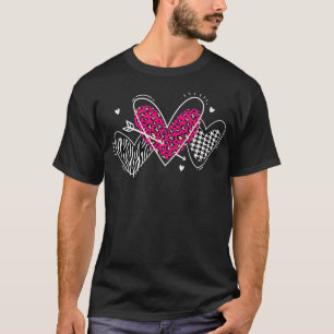 Valentine's Day Hearts Hahnentrittmuster, Zebra, P T-Shirt