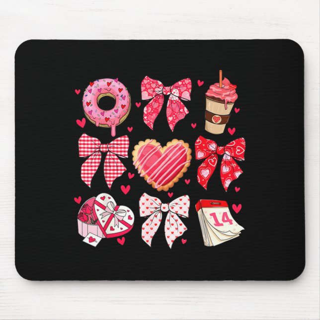 Valentines Day Hearts Leopard Coquette Bow Women G Mousepad (Vorne)