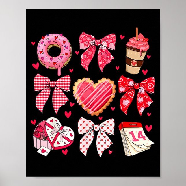 Valentines Day Hearts Leopard Coquette Bow Women G Poster (Vorne)