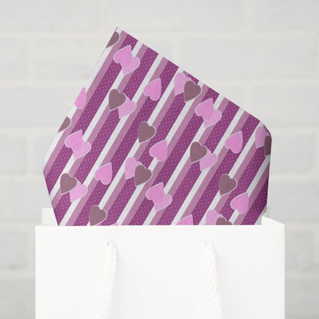 Valentine's Day hearts on striped background  Seidenpapier (Geschenktüte)
