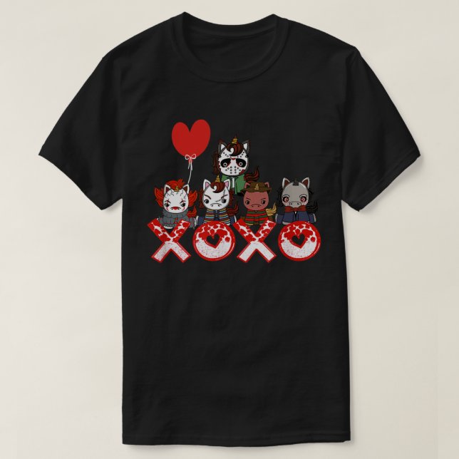 Valentine's day Horror Movies Unicorn XOXO Valenti T-Shirt (Design vorne)