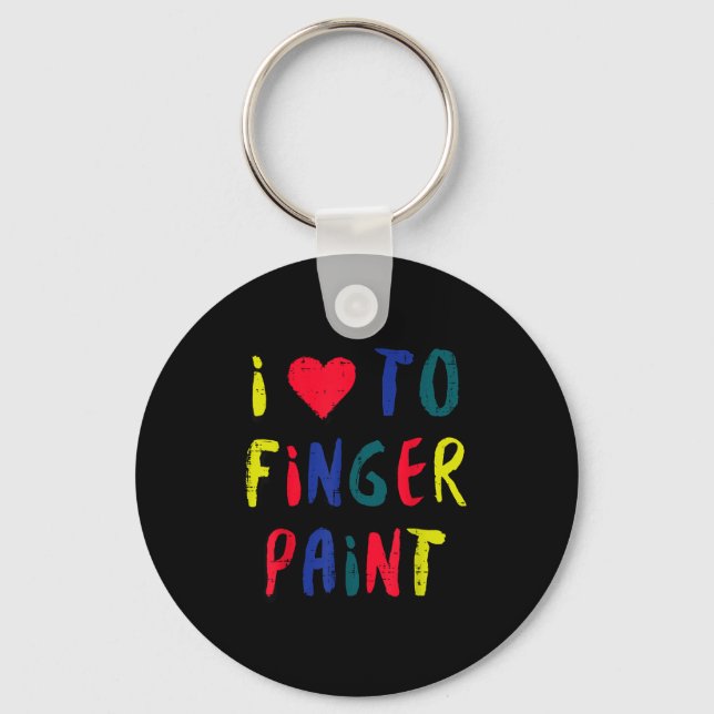 Valentines Day I Love To Finger Paint Matching Cou Schlüsselanhänger (Vorderseite)
