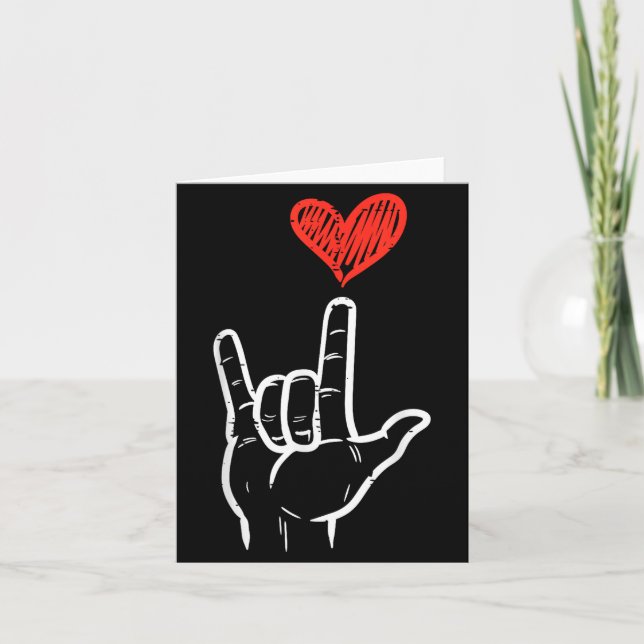 Valentines Day I Love You Hand Sign Asl Heart Wome Karte (Vorderseite)