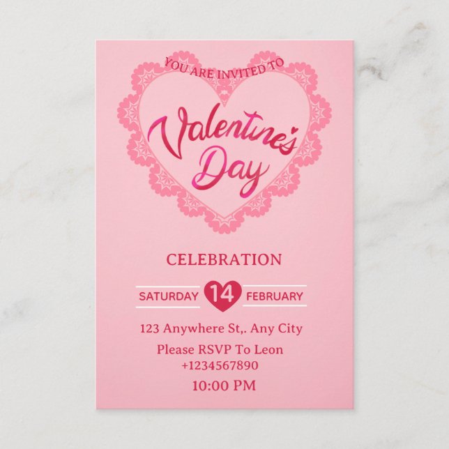 Valentine's Day Invitation Card Einladung (Vorderseite)