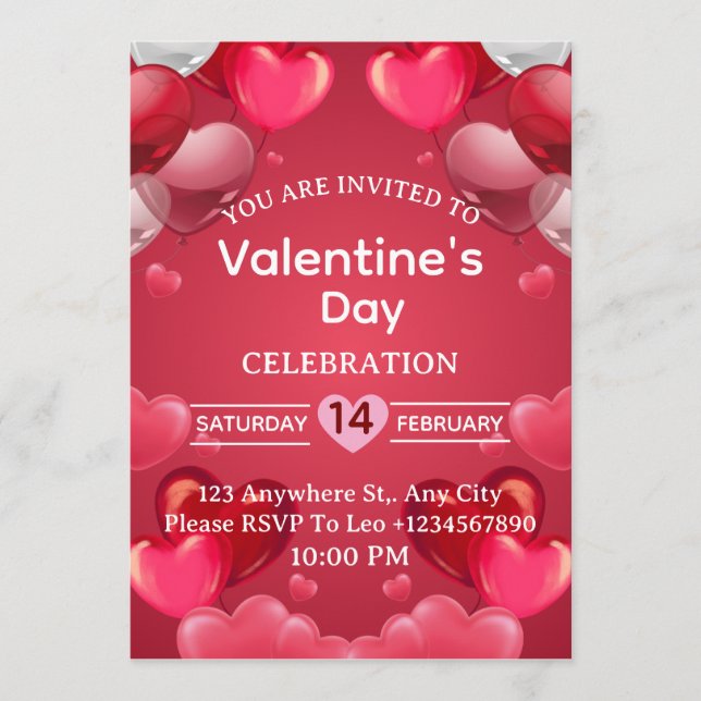 Valentine's Day Invitation Card Einladung (Vorderseite)