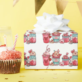 Valentine's Day Latte White Wrapping Paper Geschenkpapier