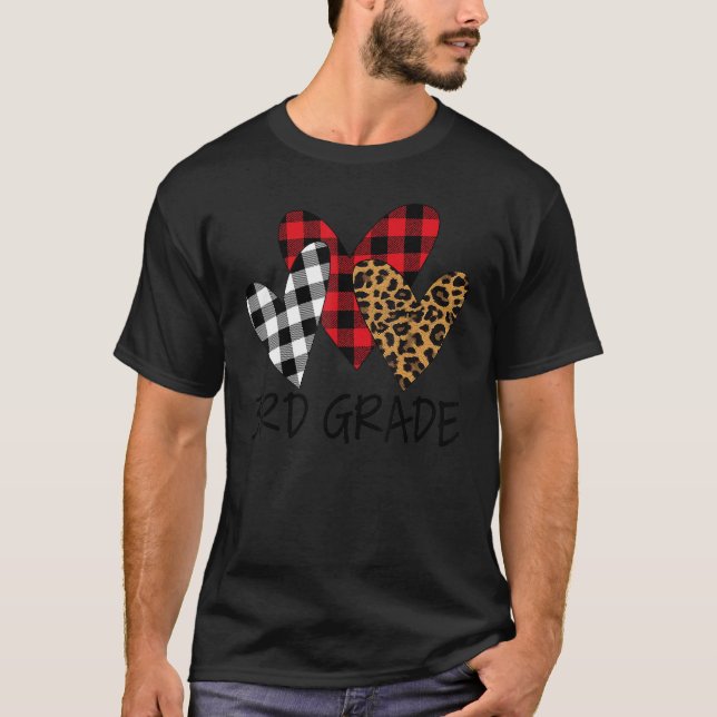 Valentines Day Leopard 3rd Grade Teacher Buffalo P T-Shirt (Vorderseite)