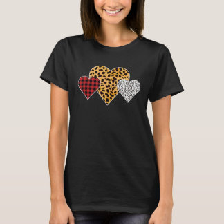 Valentines Day Leopard Buffalo Plaid Hearts Kids G T-Shirt