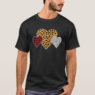 Valentines Day Leopard Buffalo Plaid Hearts Kids G T-Shirt