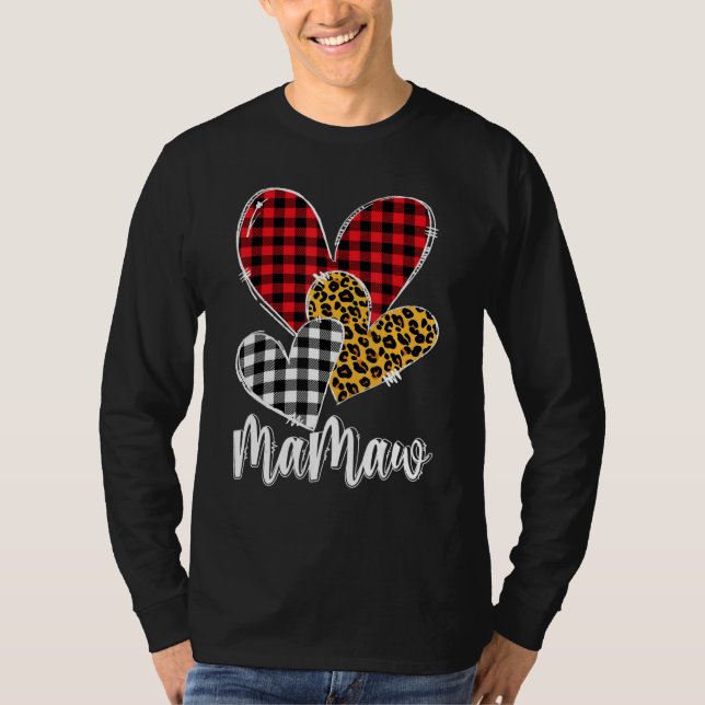 valentines day leopard mamaw Buffalo Plaid mamaw l T-Shirt (Vorderseite)
