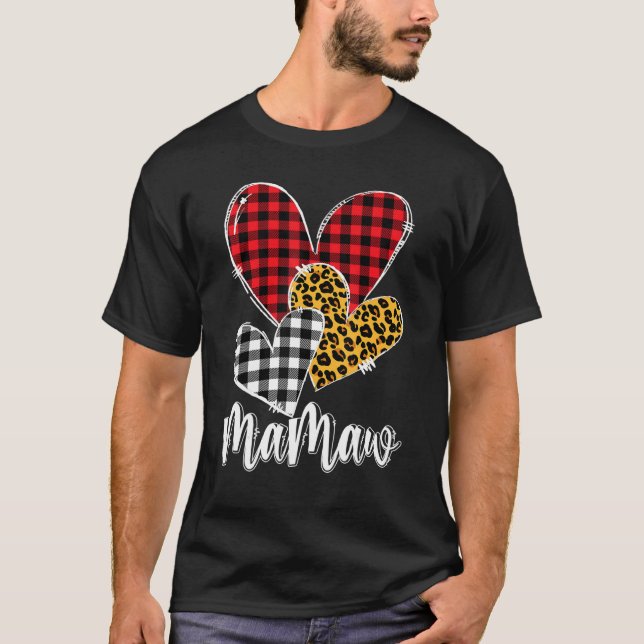 valentines day leopard mamaw Buffalo Plaid mamaw l T-Shirt (Vorderseite)