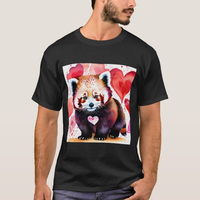 Valentine's Day Liebe Heart Red Panda Girlfriend F T-Shirt (Vorderseite)