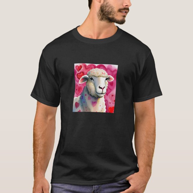 Valentine's Day Liebe Heart Sheep Girlfriend Fianc T-Shirt (Vorderseite)