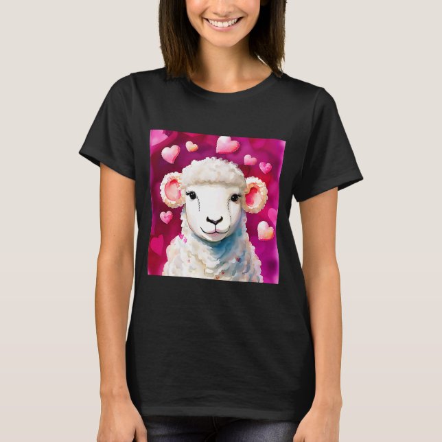 Valentine's Day Liebe Heart Sheep Girlfriend Fianc T-Shirt (Vorderseite)