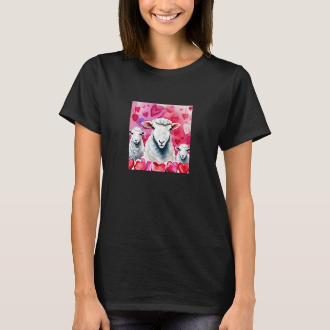 Valentine's Day Liebe Heart Sheep Girlfriend Fianc T-Shirt (Vorderseite)