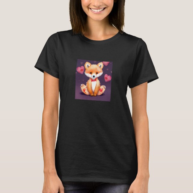 Valentine's Day Liebe Herz Fox Teddy Girlfriend T-Shirt (Vorderseite)