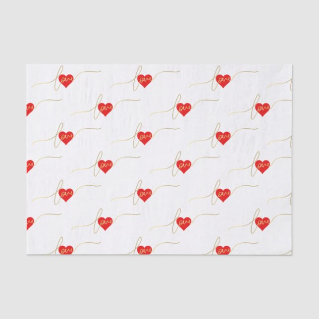Valentine's Day Liebe Herz Modern Gold Script Seidenpapier (Vorderseite)