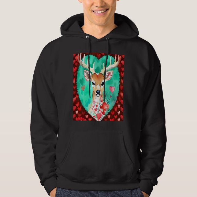 Valentine's Day Liebe Herz Niedliche Hirschfreundi Hoodie (Vorderseite)