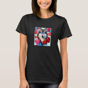 Valentine's Day Liebe Herz Niedlicher Wolf Freundi T-Shirt
