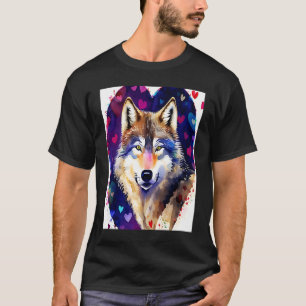 Valentine's Day Liebe Herz Niedlicher Wolf Freundi T-Shirt