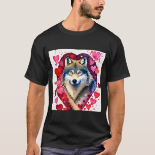Valentine's Day Liebe Herz Niedlicher Wolf Freundi T-Shirt