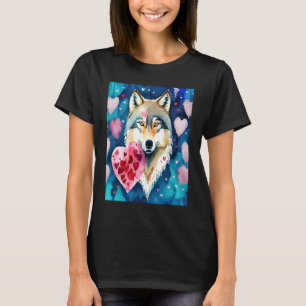 Valentine's Day Liebe Herz Niedlicher Wolf Freundi T-Shirt