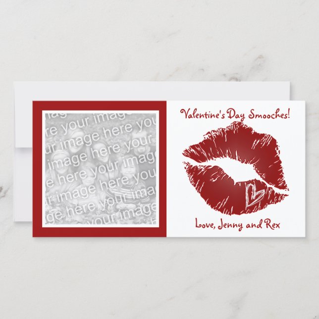 Valentine's Day Lips Smooches Fotokarten Feiertagskarte (Vorderseite)