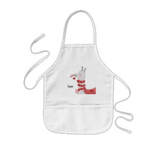 Valentines Day Llama and Heart Childrens Name Kinderschürze