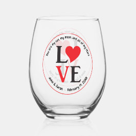Valentine's Day LOVE Black Red Weinglas Ohne Stiel