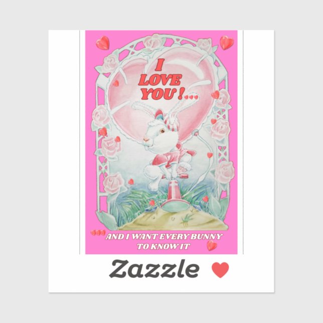 Valentine's Day Love Bunny Sticker  (Blatt)