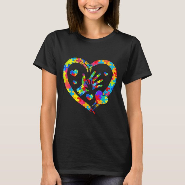 Valentines Day Love Heart Autism Awareness Puzzle  T-Shirt (Vorderseite)