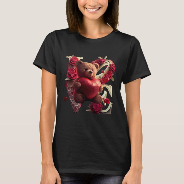 Valentine's Day Love Heart Bear Teddy Girlfriend T-Shirt (Vorderseite)